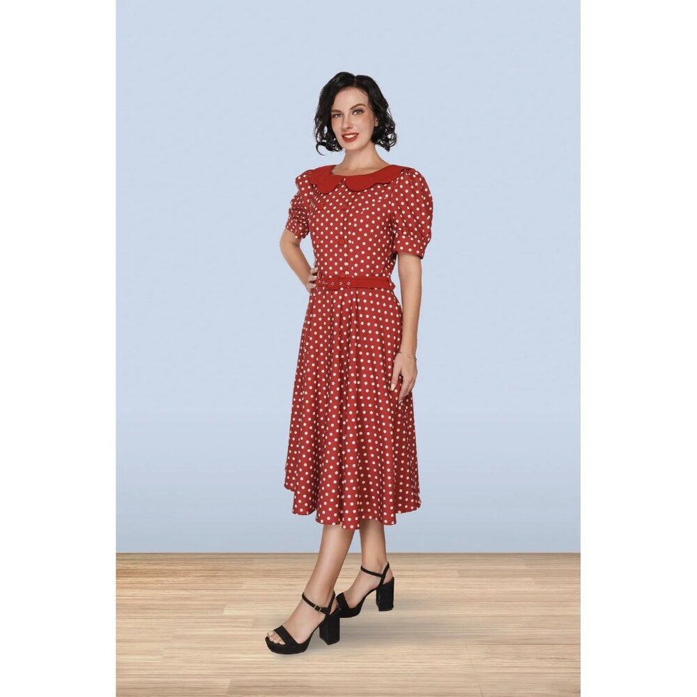 NWT Lindy Bop Brenda Dress Polka Burgundy red white polka dot plus size 2xl